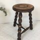 Turned wooden tripod farm stool