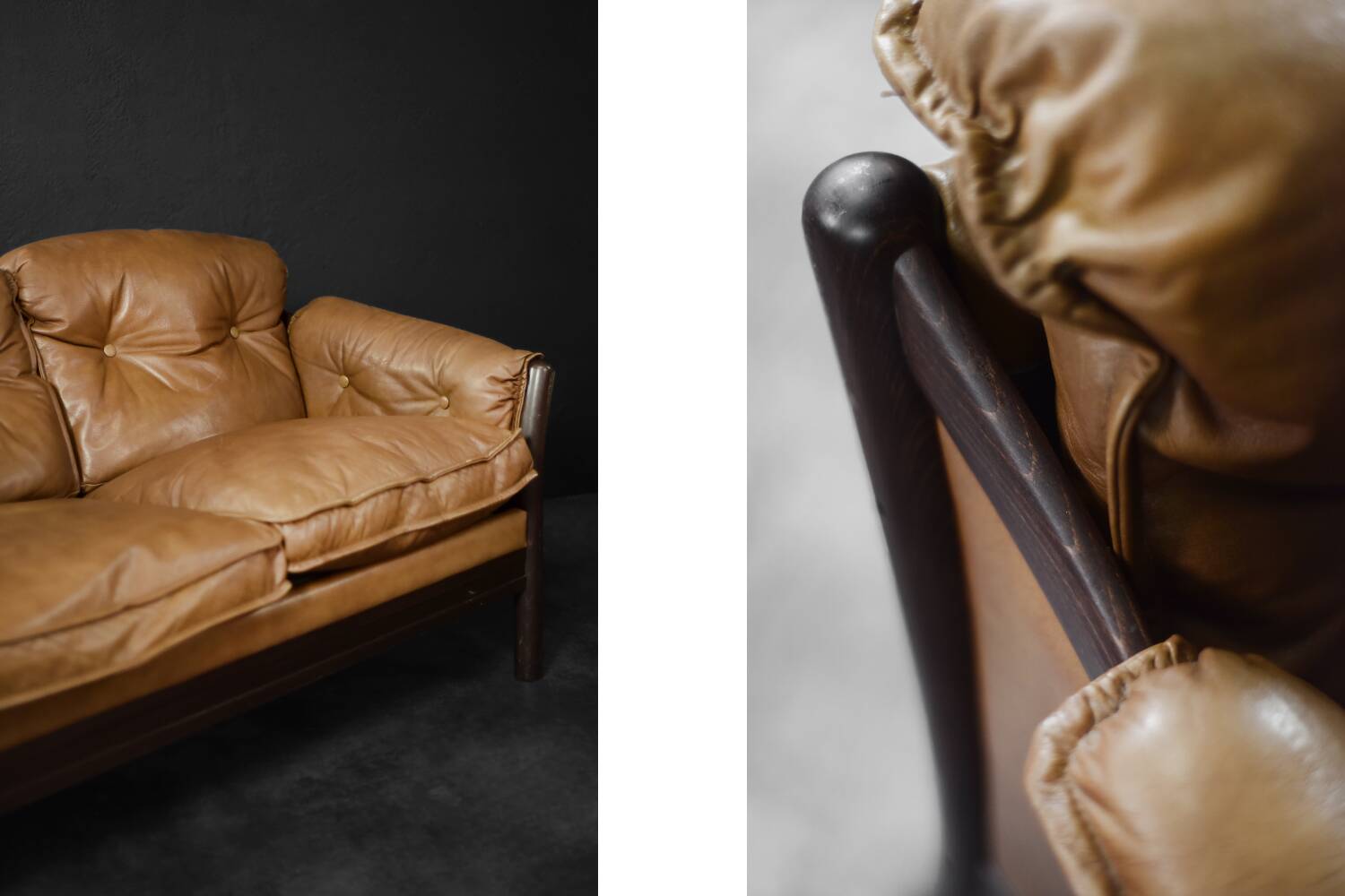 Vintage Mid-Century Danish Modern Cognac Leather 3-Seater Sofa, 1960s