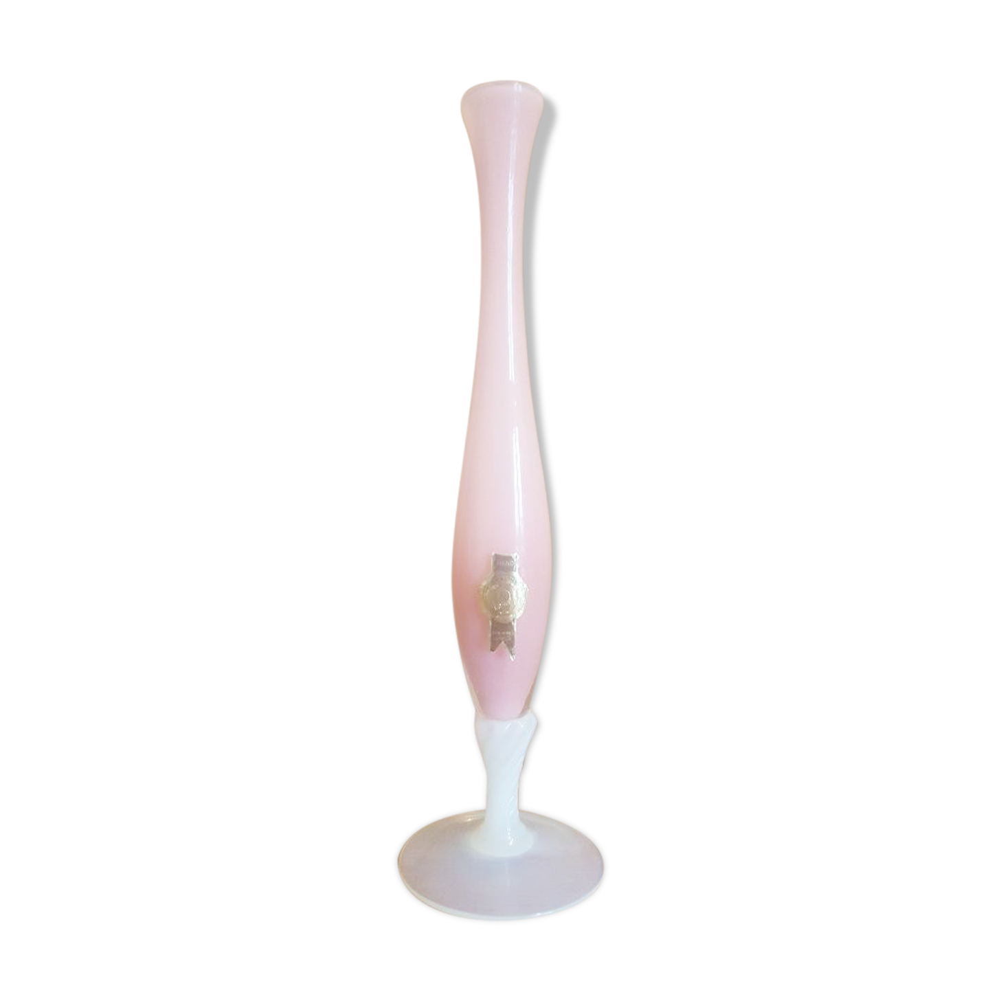 Vintage pink opaline soliflore vase Height 24 cm