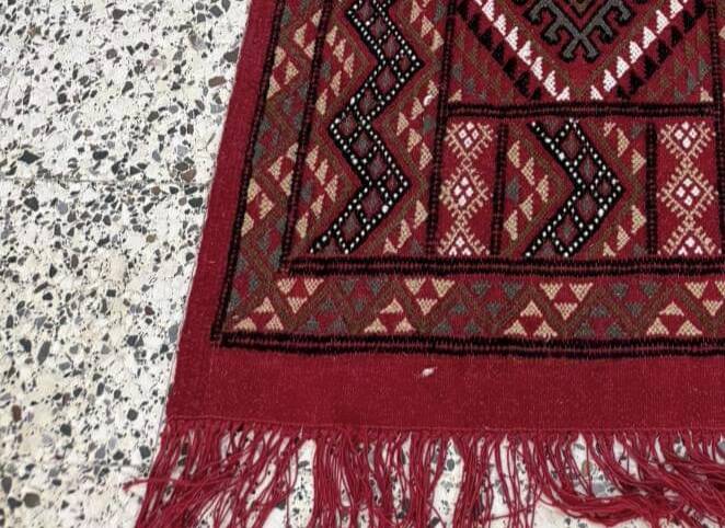 Hand-woven margoum hallway rug in natural wool