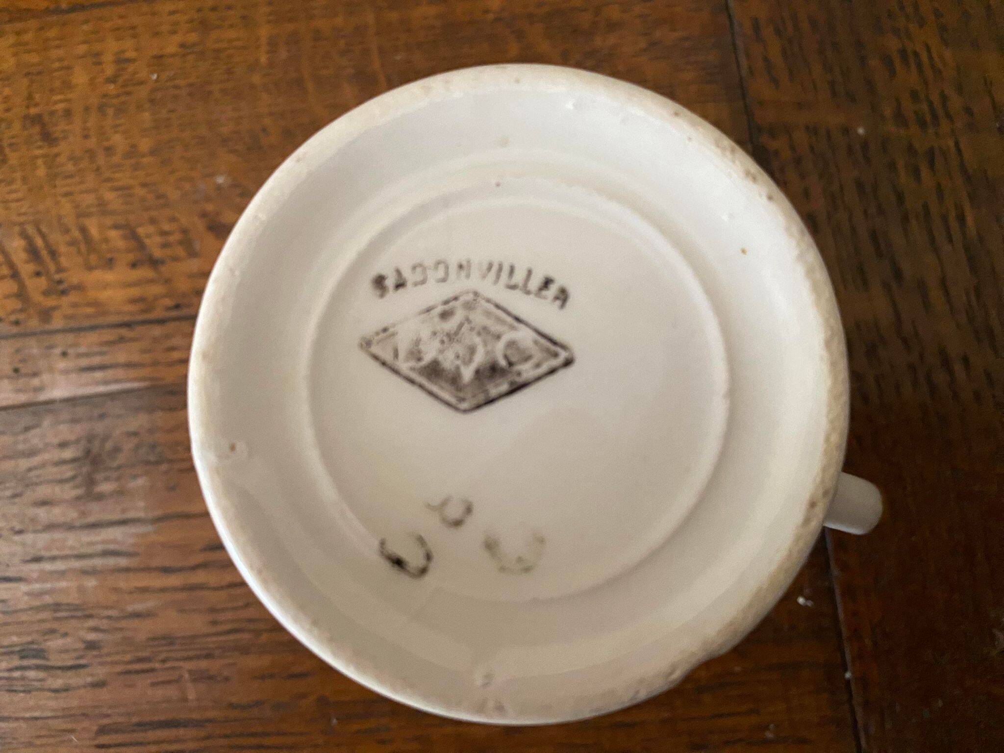 Cup and saucer in Iron Earth Badonviller apricot décor