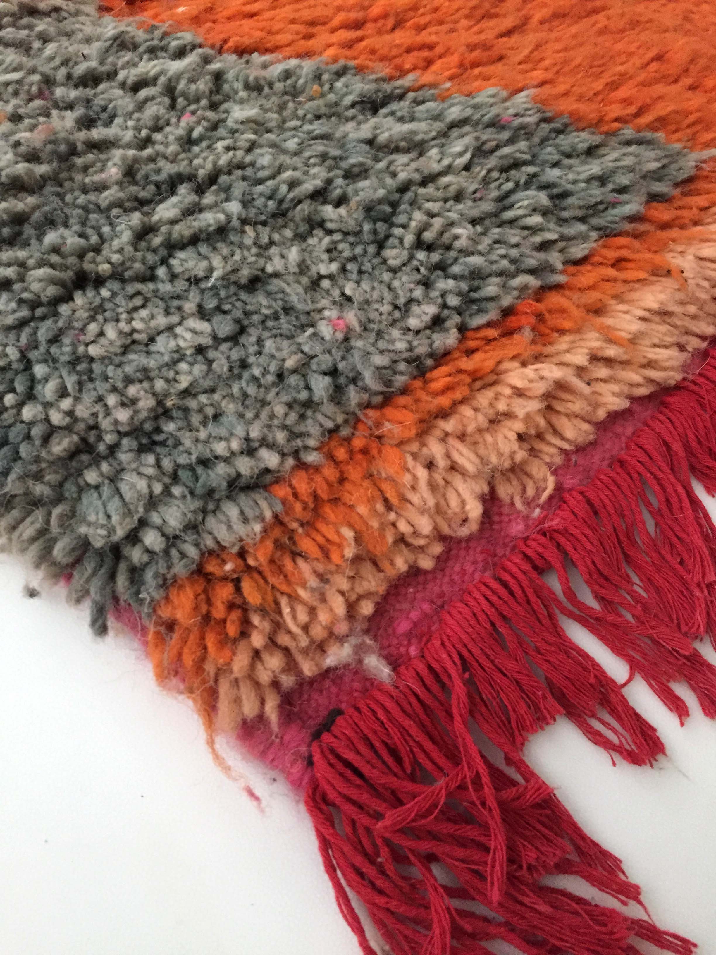 Moroccan Berber boujaad carpet with colored flat areas 193x115cm