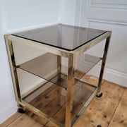 Gold metal and smoked glass serving trolley
