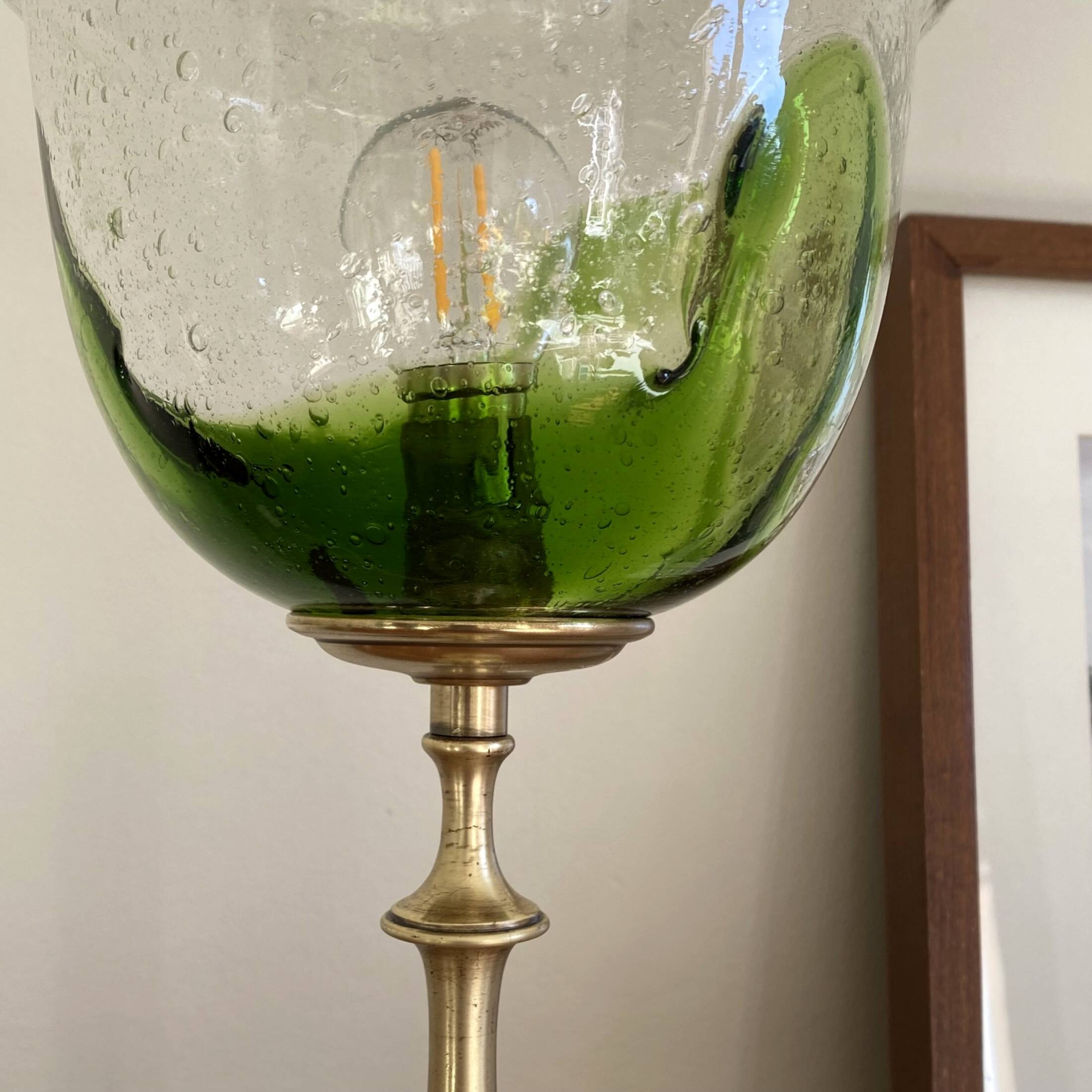 Lampe à poser globe en verre ancien Murano et pied laiton chevet