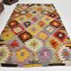 6x10 Tapis Kilim Turc Laine Fait Main, Style Bohème, Motifs Géométriques,