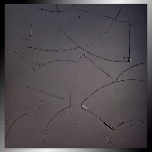 Tableau peinture abstraite monochrome minimaliste noir