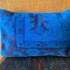 Electric Blue Vintage Turkish Rug Pillow, Hand-Stitched Wool Cushion