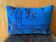 Electric Blue Vintage Turkish Rug Pillow, Hand-Stitched Wool Cushion