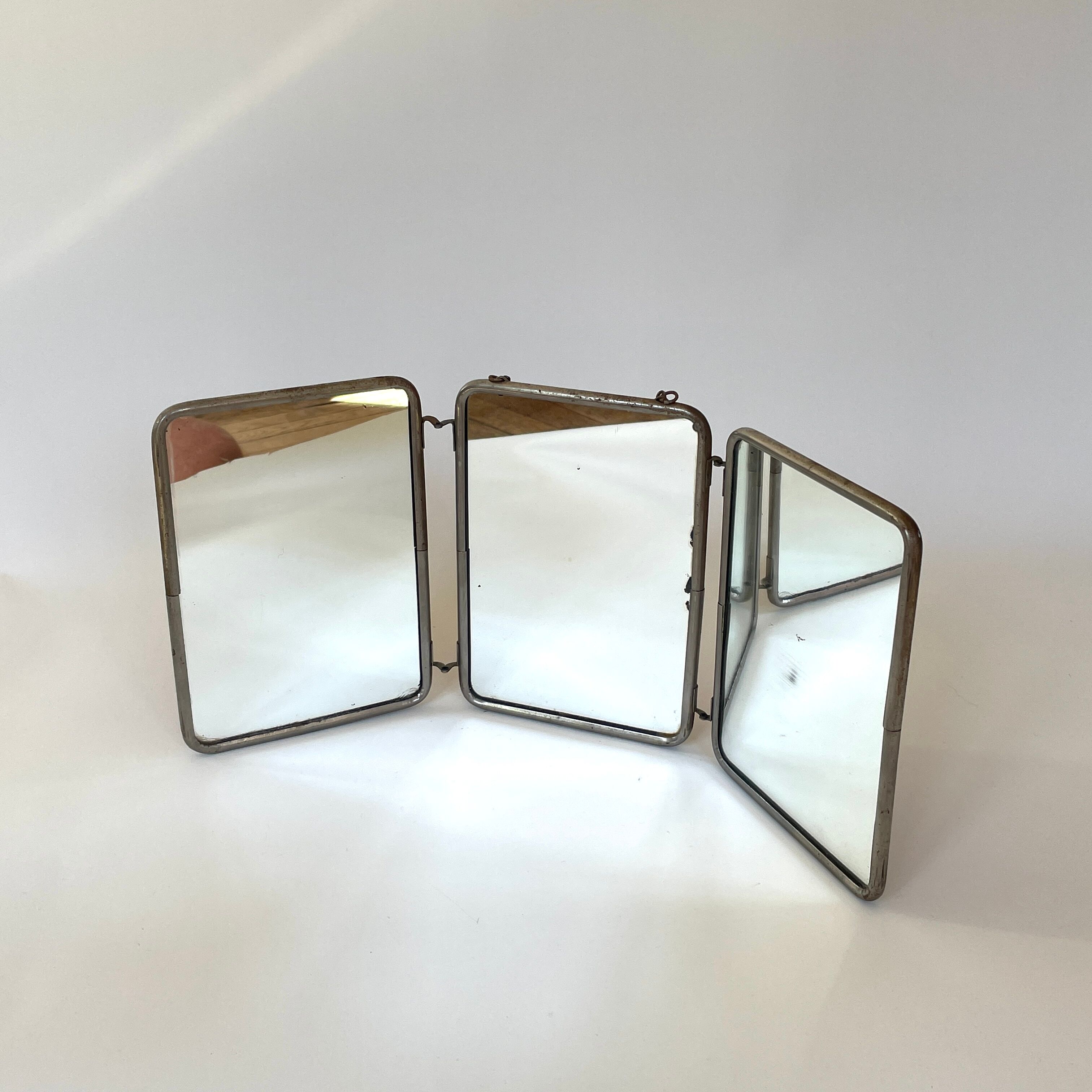 Miroir tryptique barbier vintage 1960