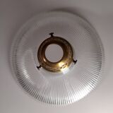 Art Nouveau style pendant light in ribbed glass