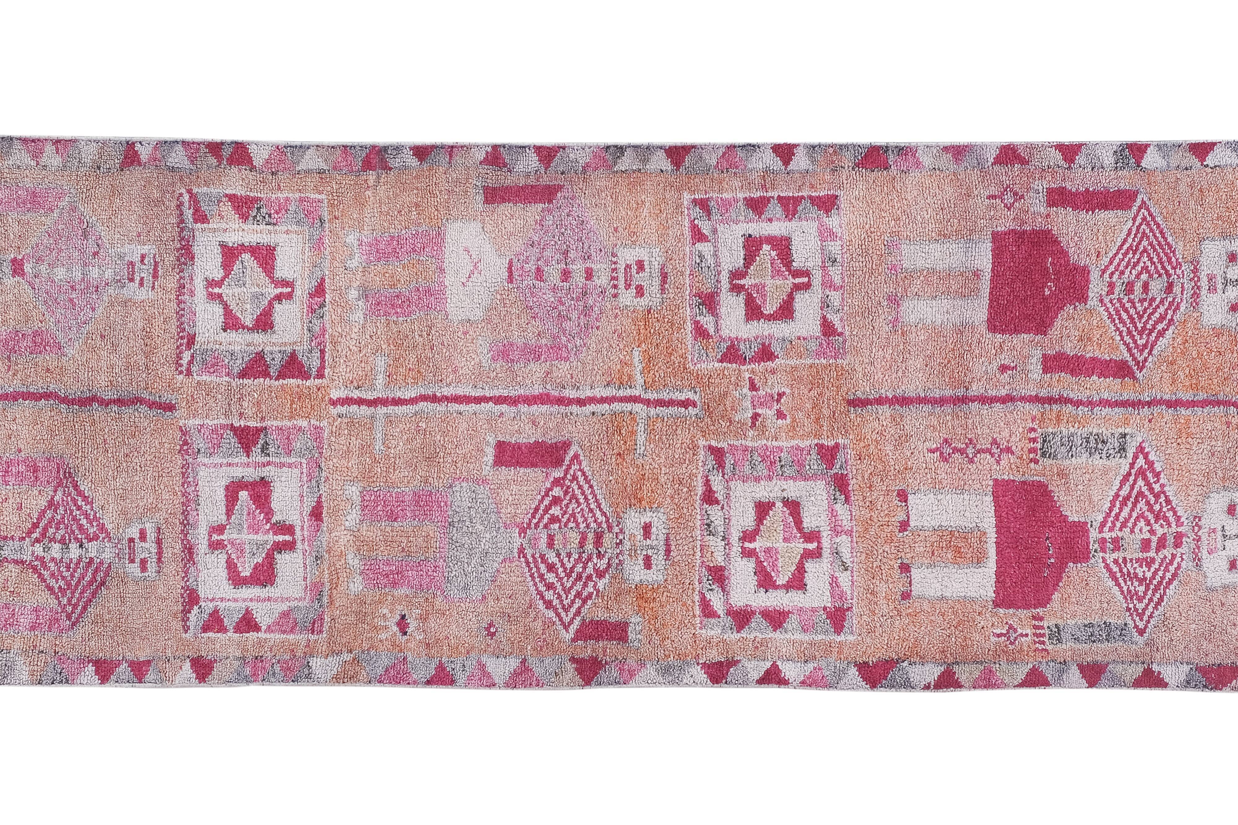 Vintage Turkish rug from Oushak, hand-woven100x284 cm
