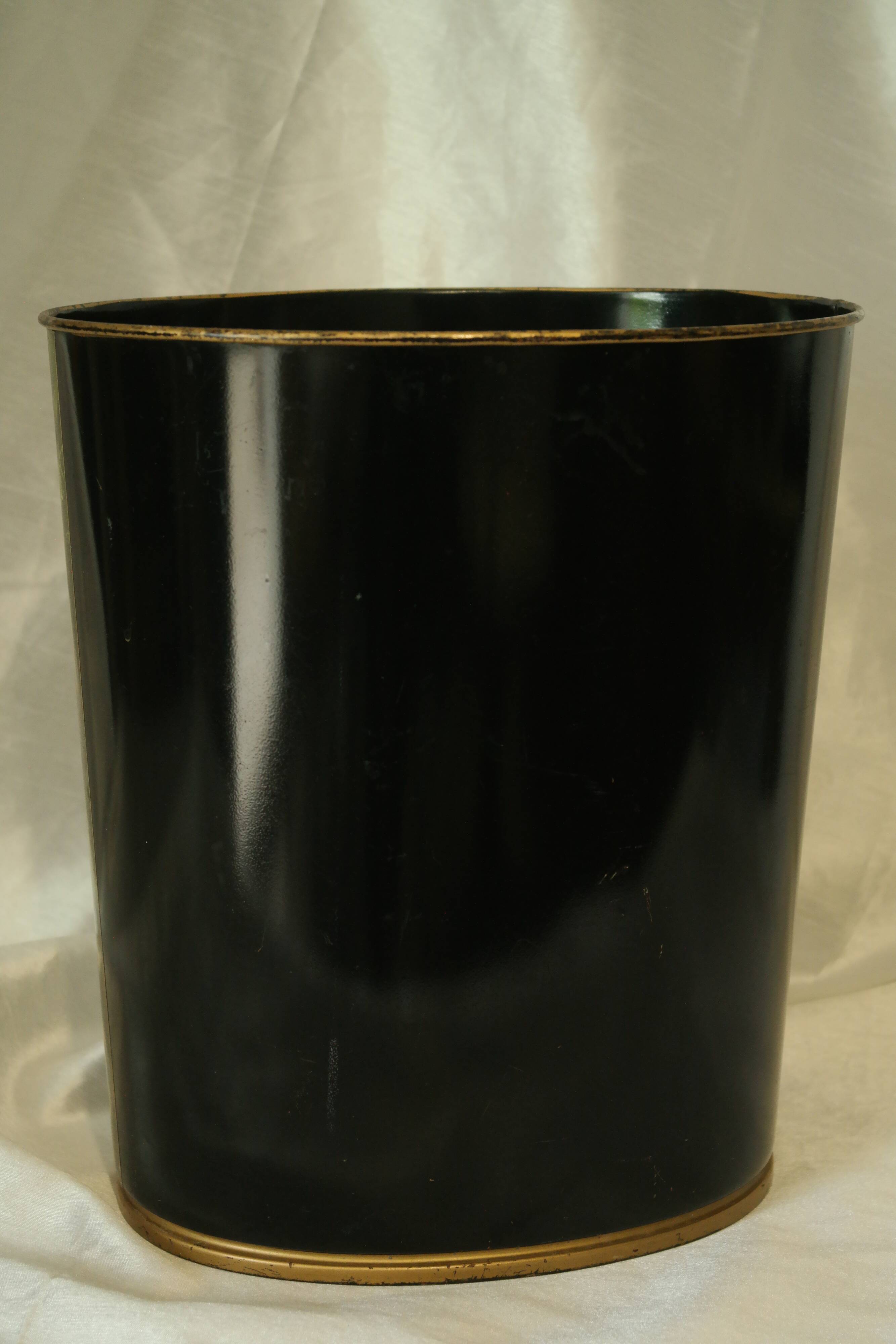 Vintage silkscreened sheet metal paper basket Napoleon III style
