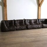 Canapé Togo original Ligne Roset en cuir par Michel Ducaroy, années 1970