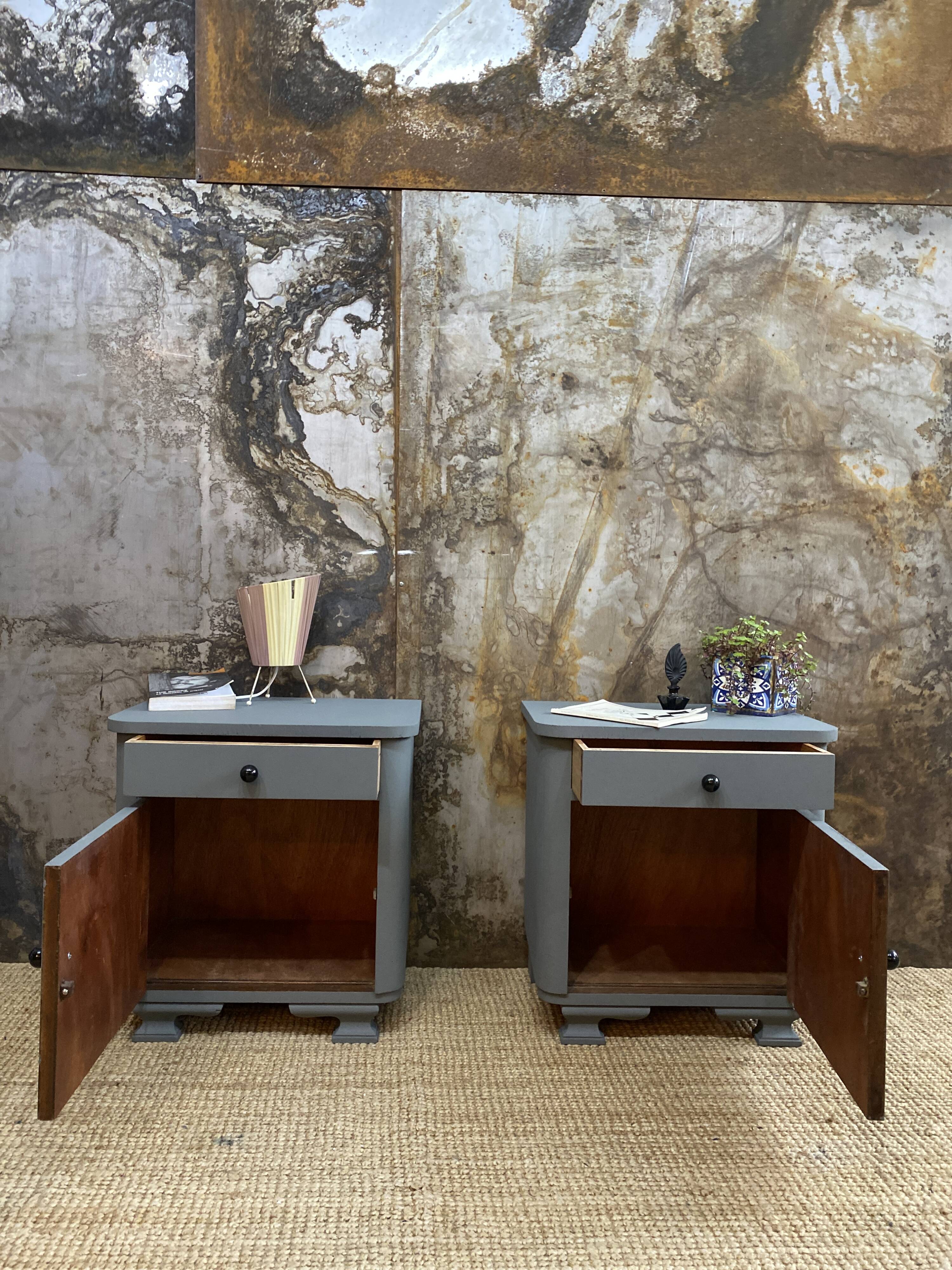 Pair of bedside tables 50s slate
