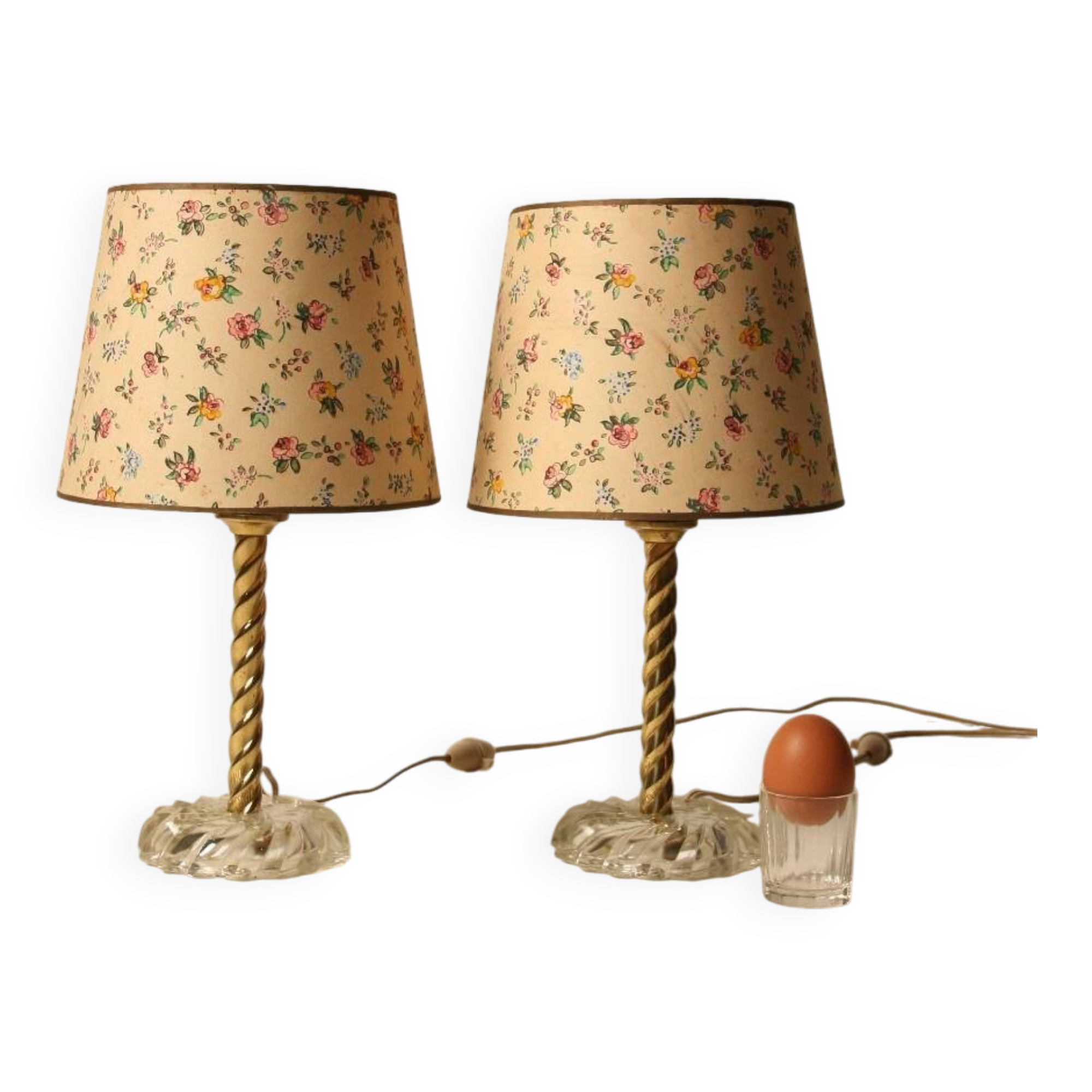 Pair of floral lampshades