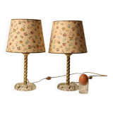 Pair of floral lampshades