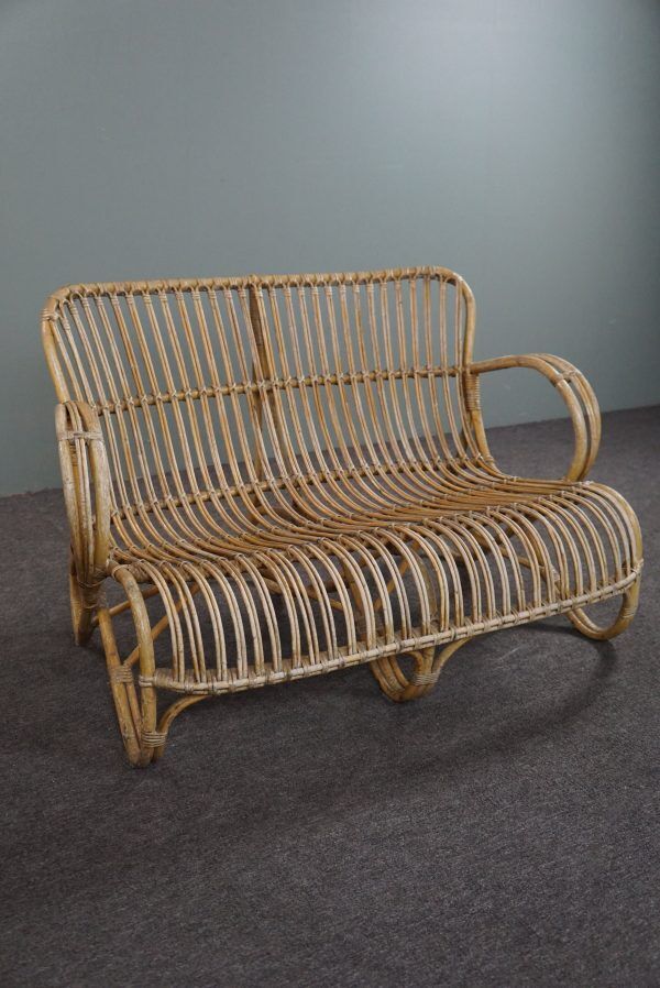 Vintage sofa Belse 8 rattan, 2 seater, Dutch Design, 1950