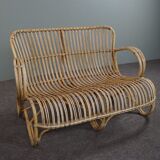 Vintage sofa Belse 8 rattan, 2 seater, Dutch Design, 1950