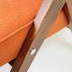 Fauteuil lounge vintage en laine, tissu orange et bois de hêtre