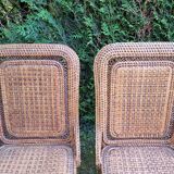4 Perret and Vibert bamboo and rattan chairs