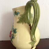 Luneville slip pitcher, Rose decor