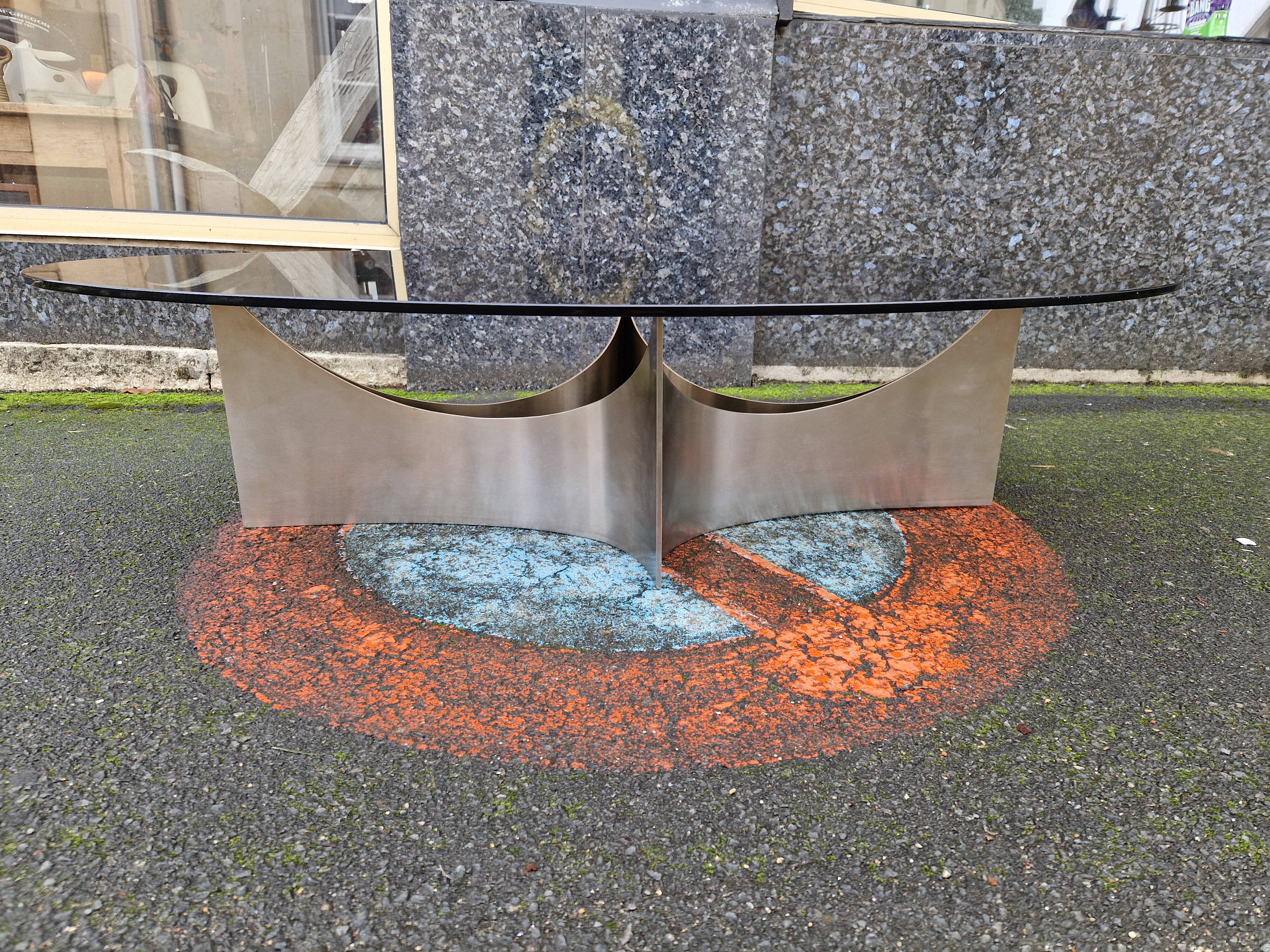 1970 coffee table in brushed steel
