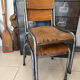 Pair of vintage adult school chairs in patinated metal