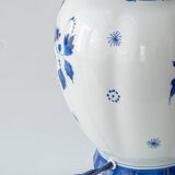 Pair of Royal Delft Blue & White Hand-Painted Floral Ginger Jar Table Lamps