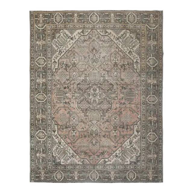 1970s Vintage Persian Handmade Wool Orange Area Rug 298x370
