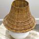 Vintage ceramic table lamp with rattan shade, 1980s