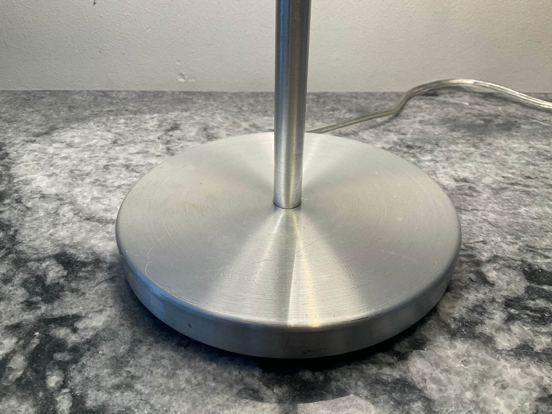 Brushed aluminium and glass design lamp