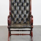 Green Cowhide Leather English Chesterfield Armchair