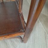 Vintage - set of 2 shelves of wooden floor, bamboo and rattan - 3 levels- retro 80s