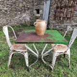 Vintage French Garden Set - Iron Table and 2 Chairs, 1950s