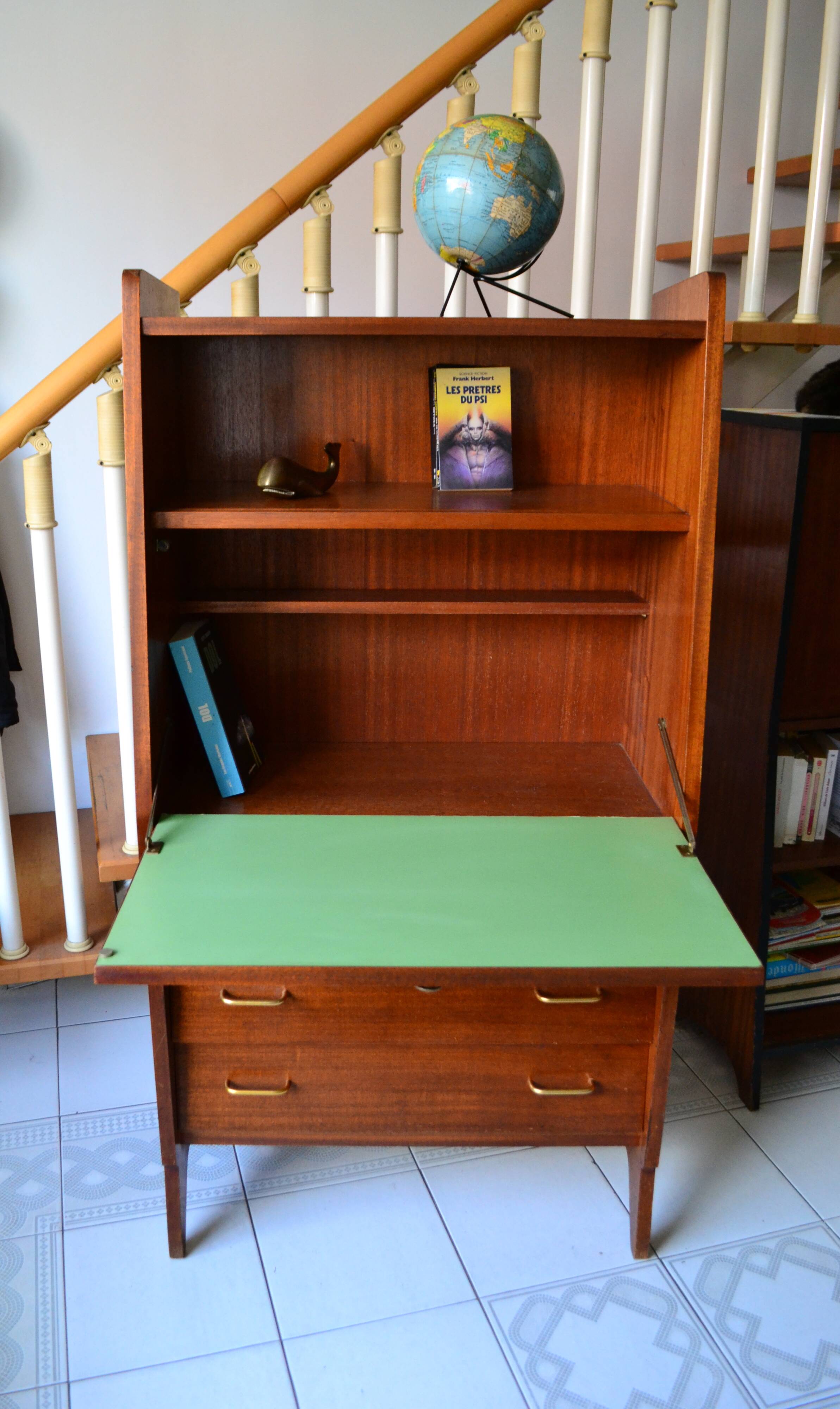 Vintage mahogany wing-shaped secretary