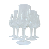 Suite of six large crystal wine tasting glasses