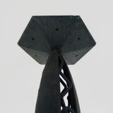 Art Deco hanging lamp in wrought iron Fournet and globe in glass paste