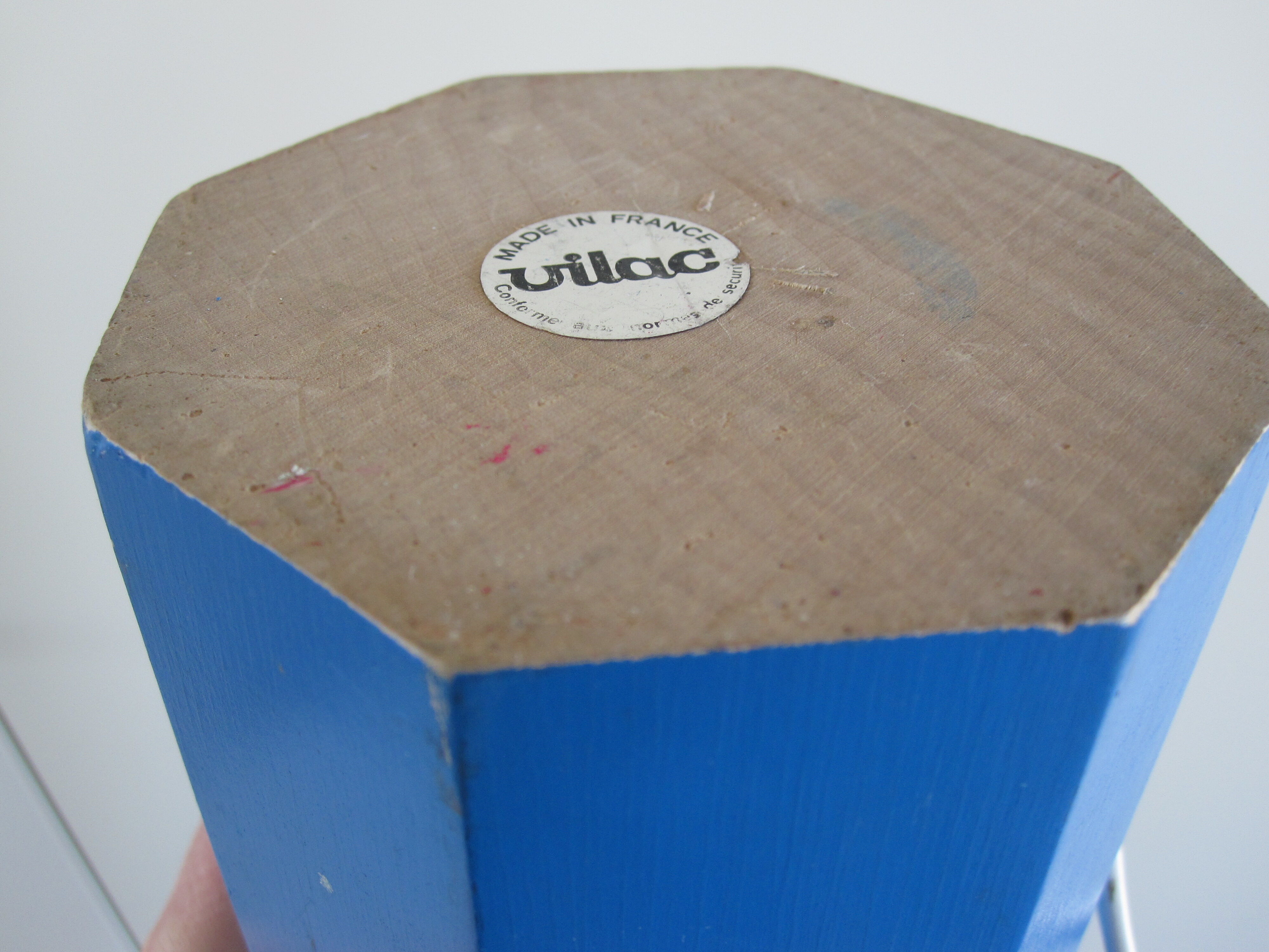 Pierre sala for vilac, blue wooden pencil lamp from the 80s