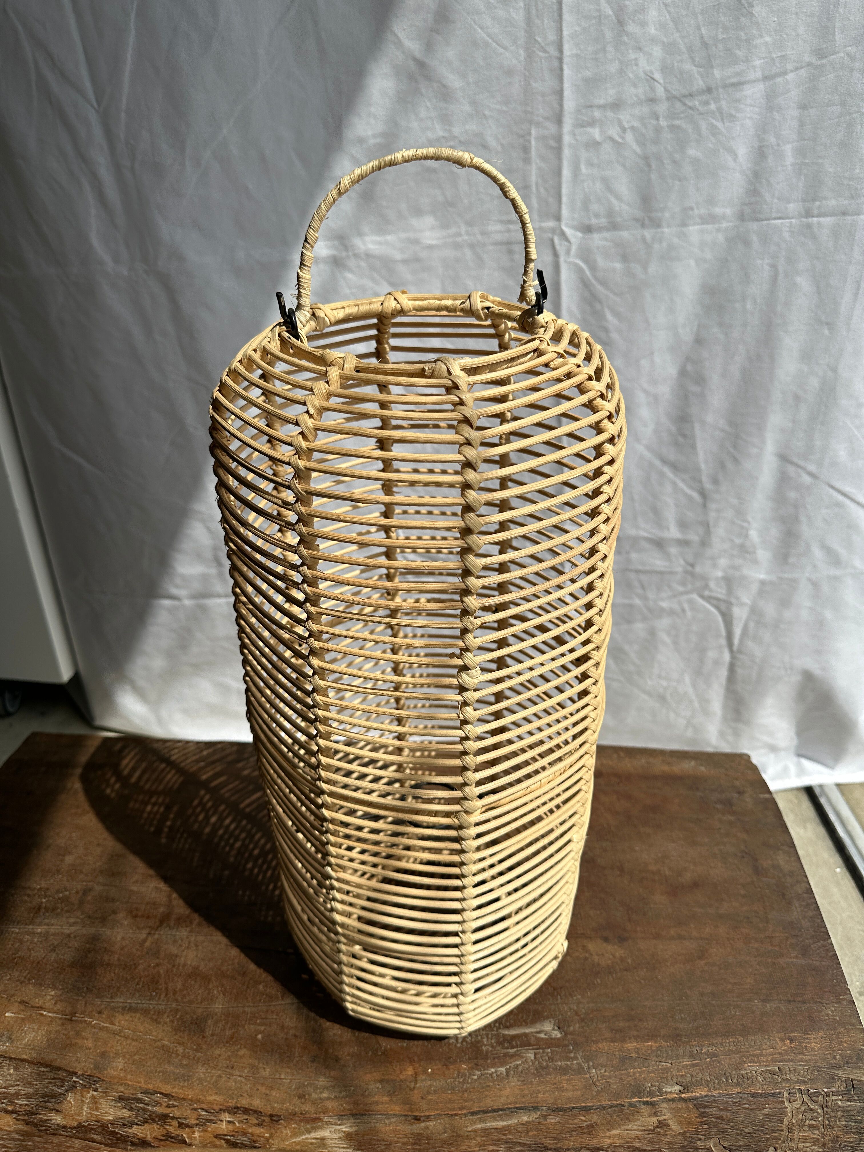 Large lantern-shaped rattan pendant lamp H50 D24