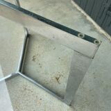 Large round table slab of stainless glass base