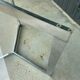 Large round table slab of stainless glass base