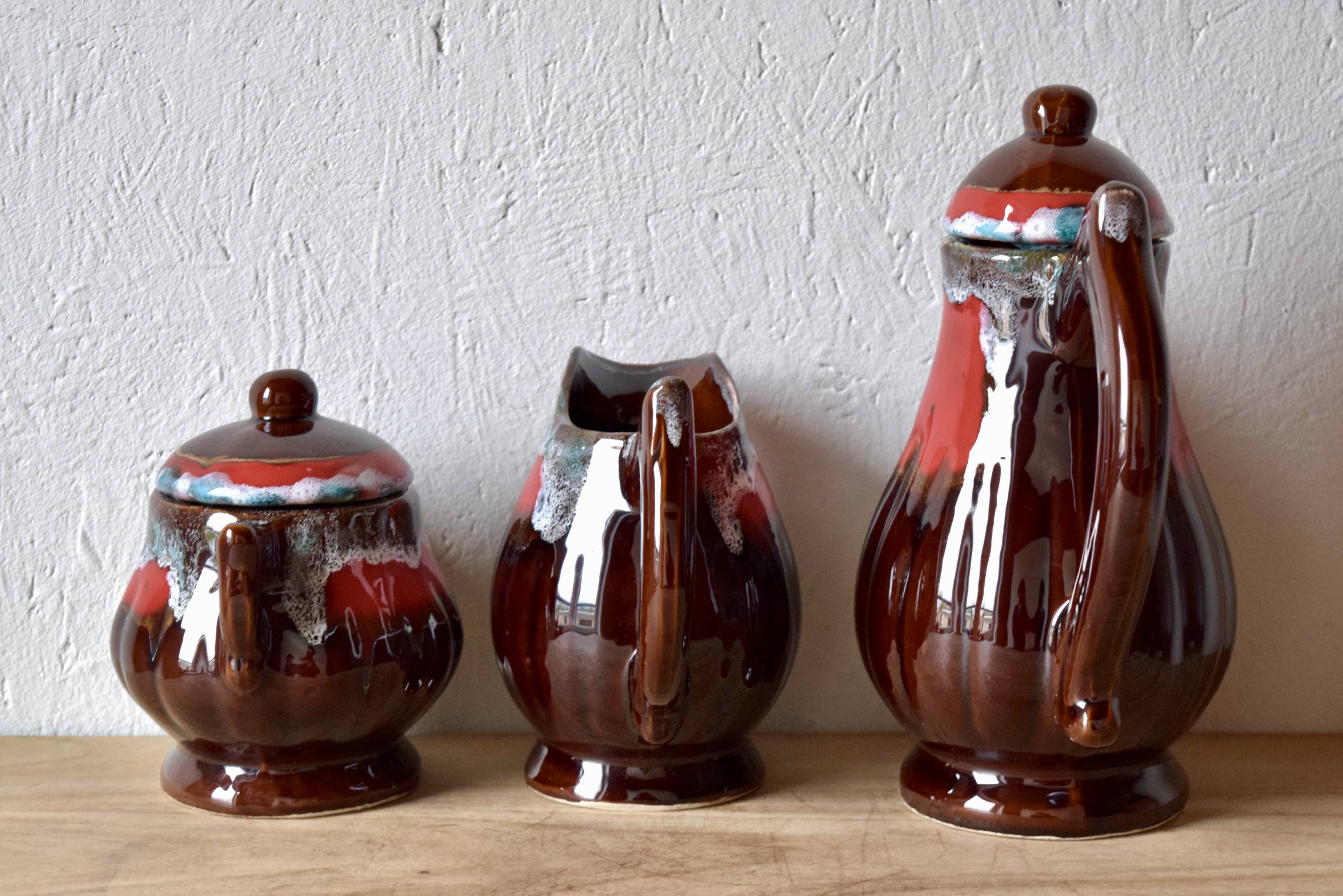 VALLAURIS - vintage coffee or tea service - signed - 15 pieces