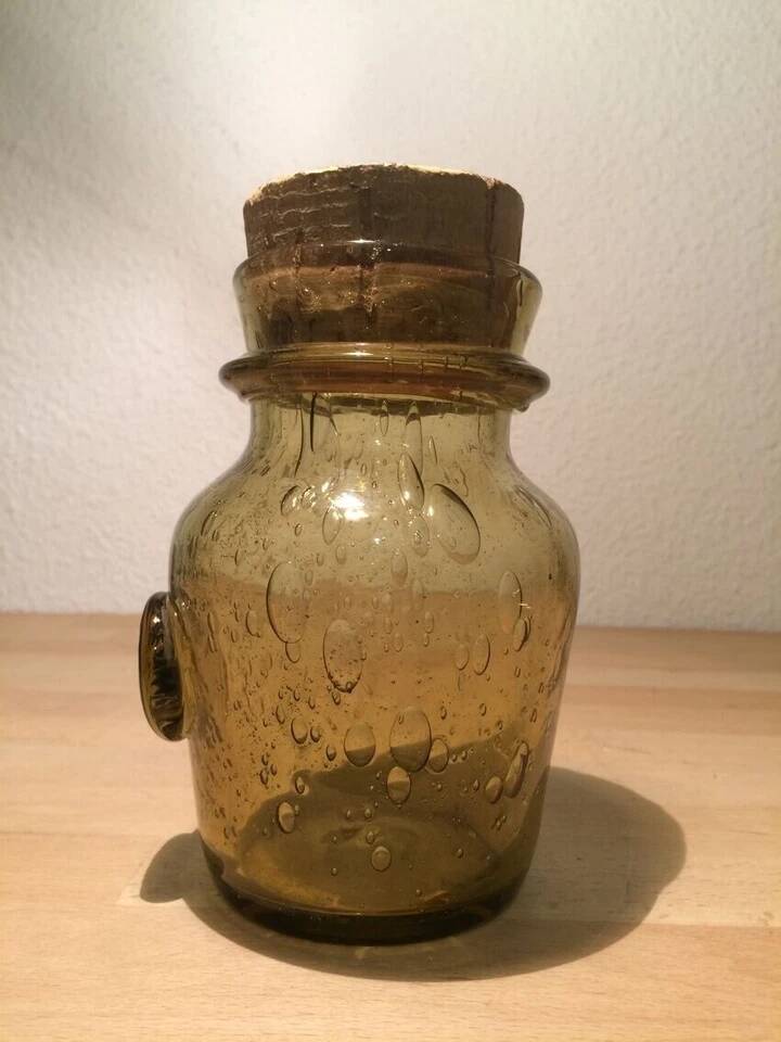 Vintage green bubble glass bonbonnière