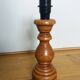 Turned wood lamp with fabric lampshade