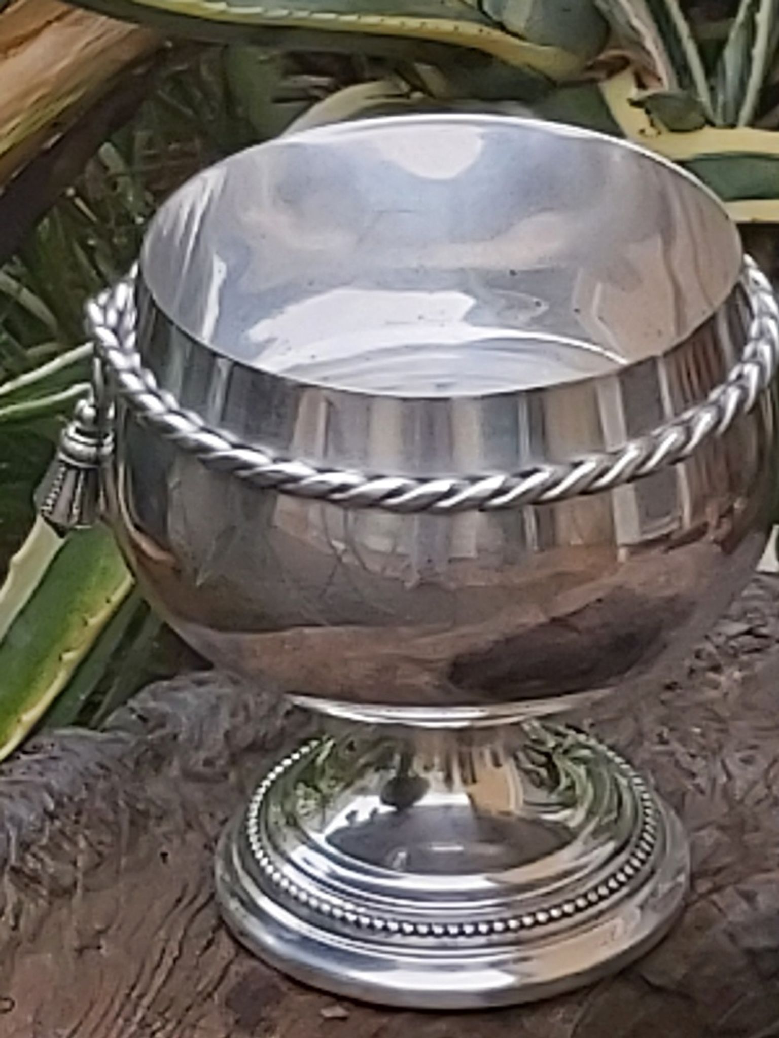 Coupe métal argenté design années 70