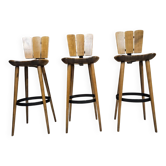 Set of 3 vintage 1970s bar stools