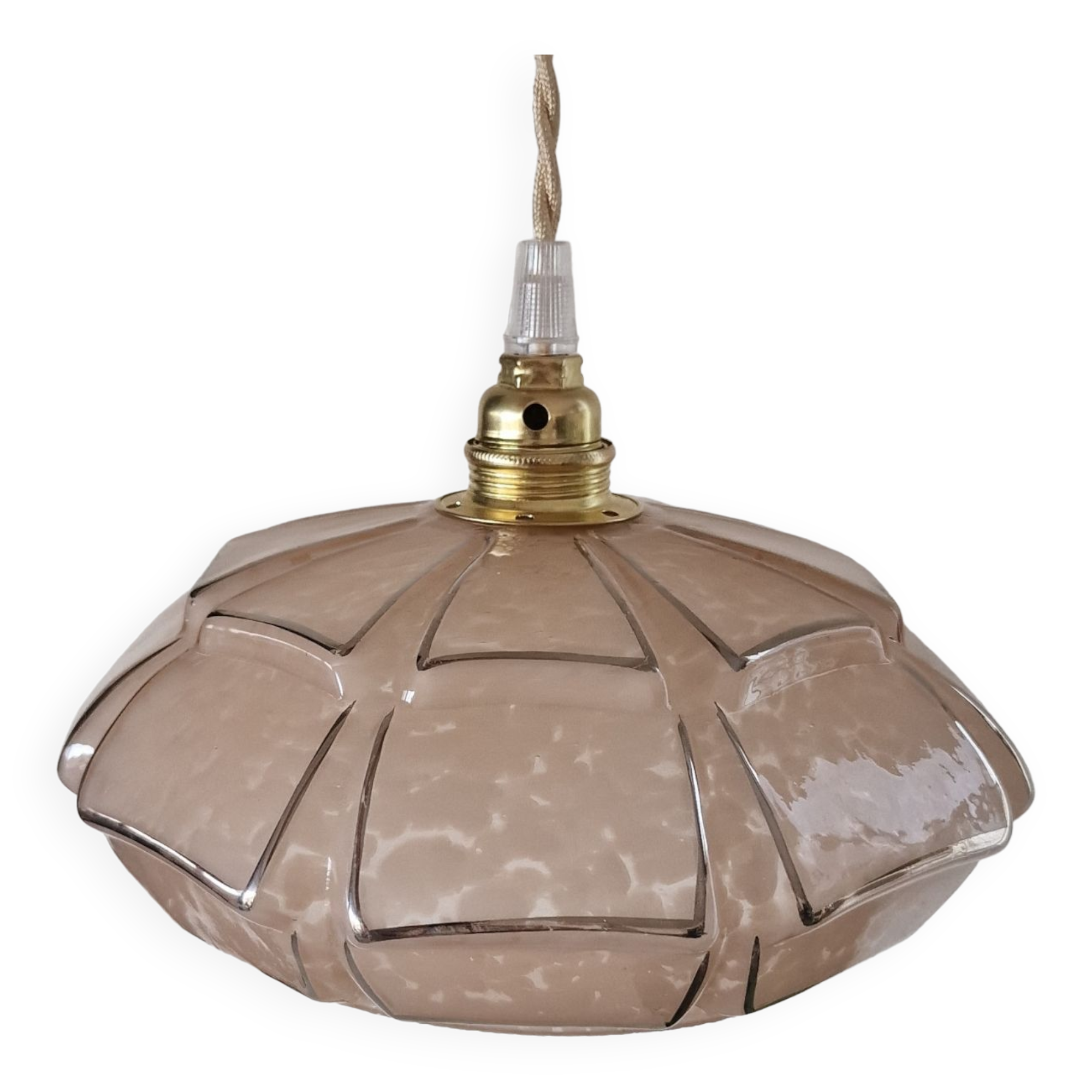 Art Deco pink glass portable or pendant lamp from Clichy