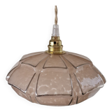 Pink art deco hanging lamp or pendant lamp in clichy glass