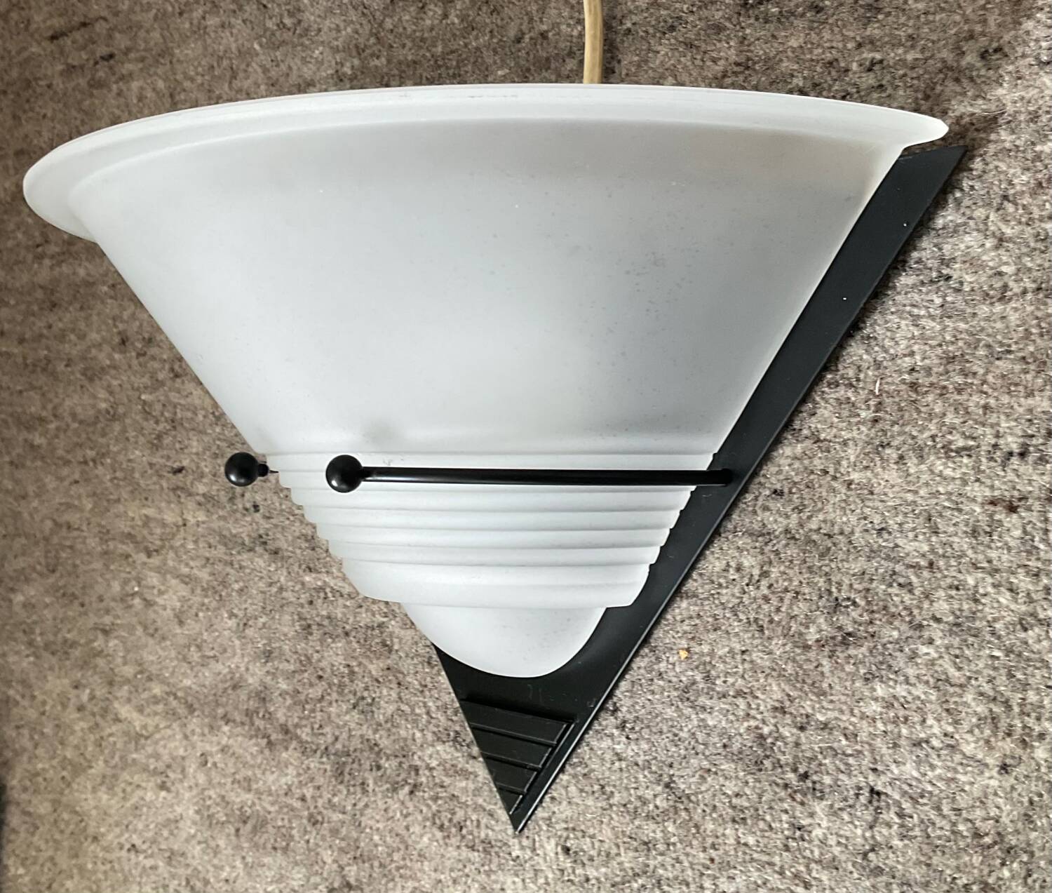Post Modern wall light frosted glass and black metal