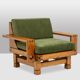 Pair of modernist style armchairs in pitch pine. 1960s.